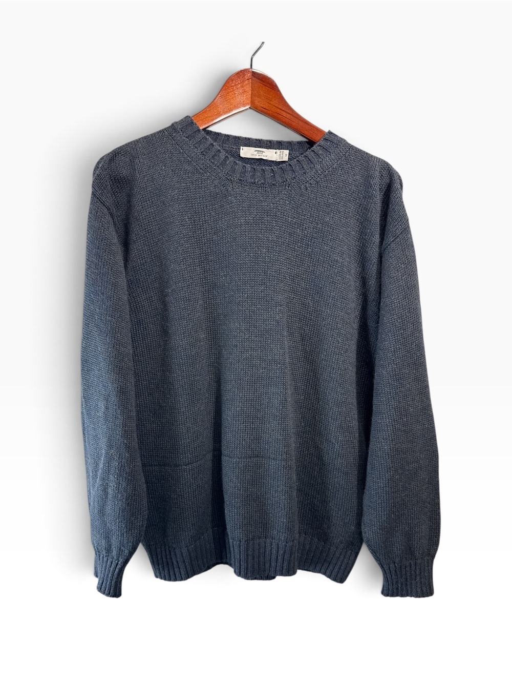 Inis Meain Luxury Alpaca Merino Silk Blend Crewneck Knit Sweater Gray Size Med